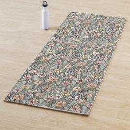 Seafoam Pink Yellow Retro Wildflower Yogamatte