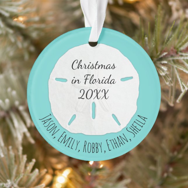 Seafoam Sand Dollar Tropischer Weihnachtsurlaub Ornament (Baum)