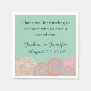 Seafoam Seashells Beach Wedding Serviette