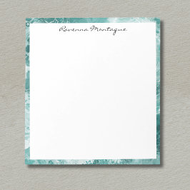 Seafoam Silver Border Elegant Custom Script Name Notizblock