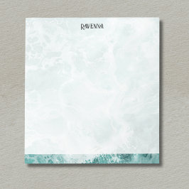 Seafoam Silver Striped Elegant Custom Script Name Notizblock