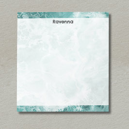 Seafoam Silver Striped Elegant Custom Script Name Notizblock