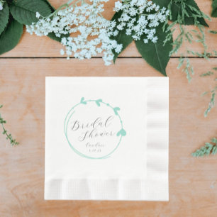 Seafoam Simple Heart Wreath Brautparty Serviette