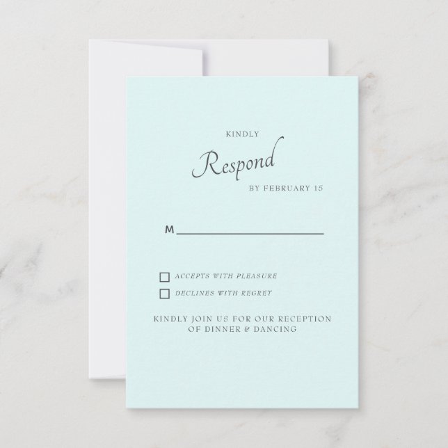 Seafoam Simple Wedding RSVP Einladung (Vorderseite)