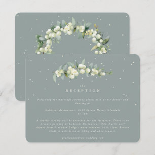 Seafoam Snowberry+Eukalyptus Hochzeitempfang Begleitkarte