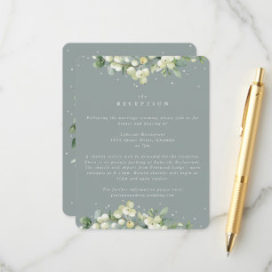 Seafoam Snowberry+Eukalyptus Hochzeitempfang Begleitkarte