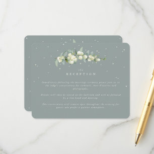 Seafoam Snowberry+Eukalyptus Hochzeitempfang Begleitkarte