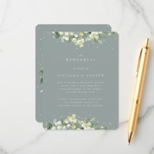 Seafoam Snowberry+Eukalyptus Wedding Probe Begleitkarte