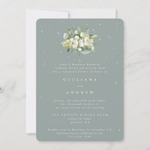 Seafoam Snowberry+Eukalyptus Wedding Probe Einladung