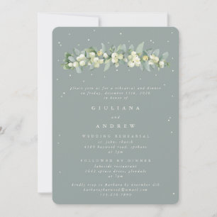 Seafoam Snowberry+Eukalyptus Wedding Probe Einladung