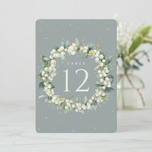 Seafoam Snowberry+Eukalyptus Wedding Tischnummer