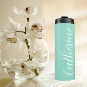 Seafoam Stylized Wedding Bridesmaid Name Thermosbecher