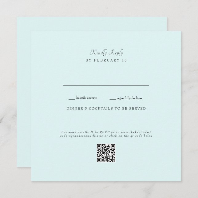 Seafoam Wedding QR Code UAWG Flat Card (Vorne/Hinten)