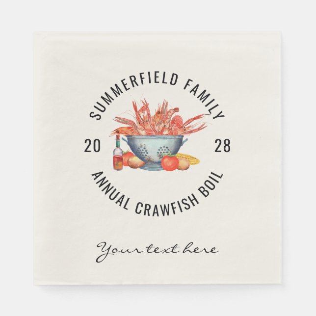 Seafood Boil Custom Matching Family Crawfish Party Serviette (Vorderseite)