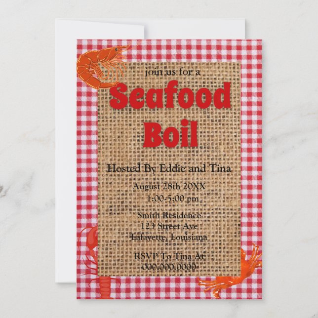 Seafood-Boil-Party Einladungen (Vorderseite)