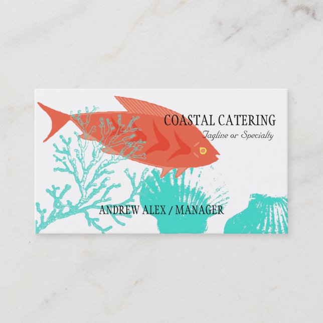 Seafood Catering Restaurant Chef Business Card Visitenkarte (Vorderseite)