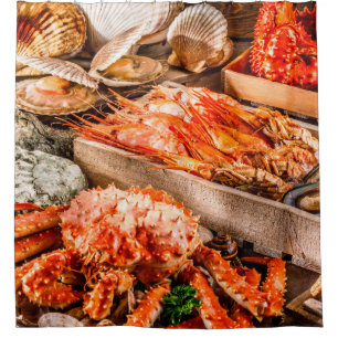 Seafood cuisine plate as an ocean gourmet dinner b duschvorhang