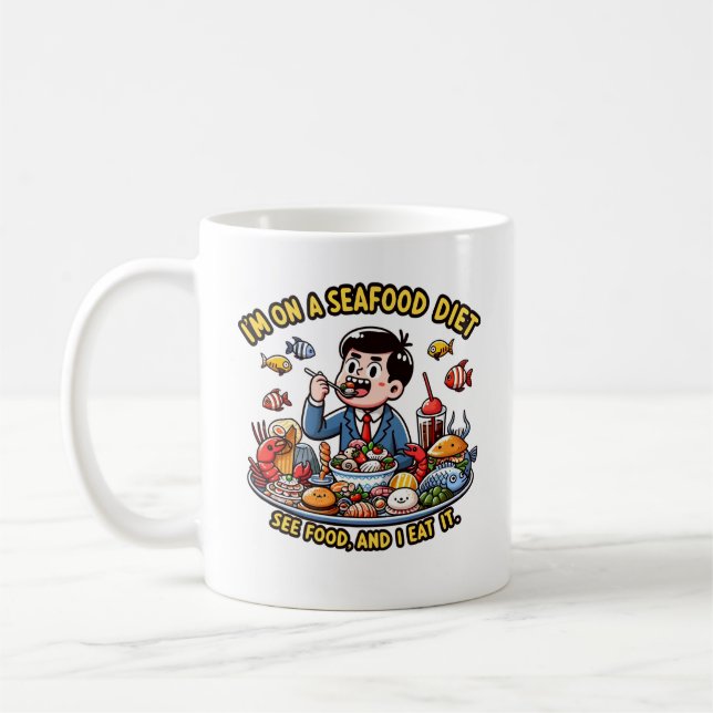 "Seafood Feast – See Food, Eat Food" Kaffeetasse (Links)