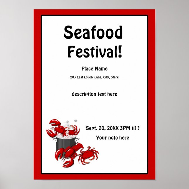 Seafood Hummer Crab Festival Poster (Vorne)