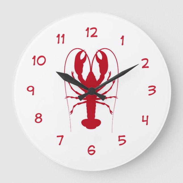 Seafood Kitchenette Hummeruhr Große Wanduhr (Vorderseite)