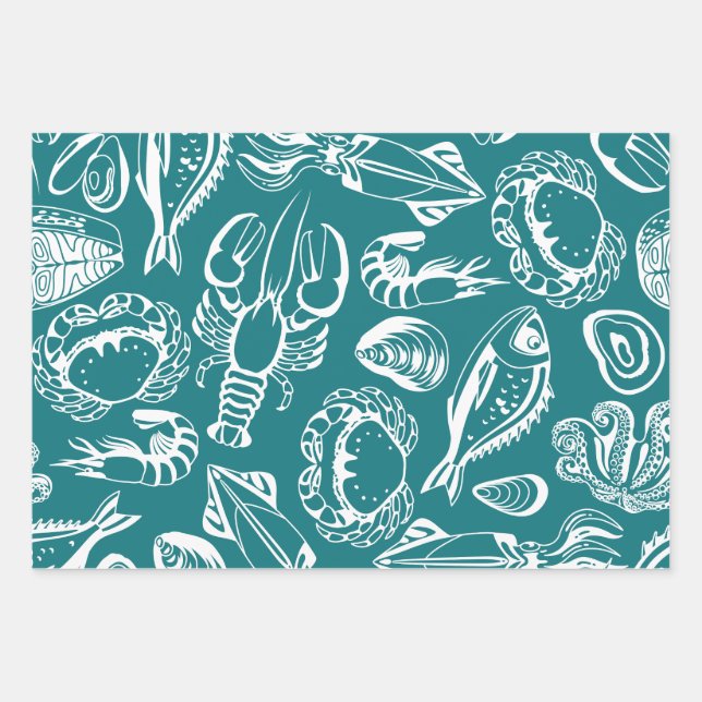 Seafood Lover Pattern Geschenkpapier Set (Vorderseite)