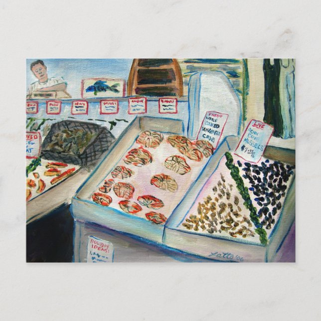 Seafood Sale Postcard (Pike Place Seattle) Postkarte (Vorderseite)
