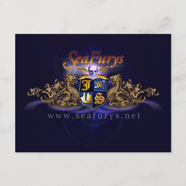 SeaFurys Schild-(blaue) Postkarte (Vorderseite)