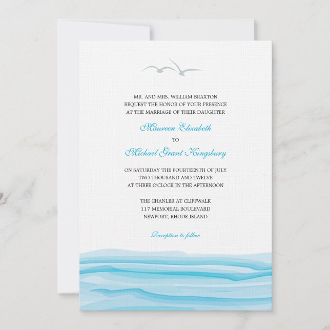 Seageln und Einladungen zur Hochzeit im Ozean (Vorderseite)