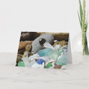 Seaglass Grußkarten Strand-Seeglas-Fossilien Karte