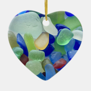 Seaglass-Herzverzierung Keramik Ornament