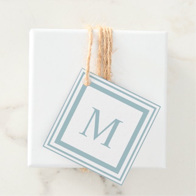 Seaglass-Monogramm mit weißem Quadratzoll Geschenkanhänger (Beispiel)