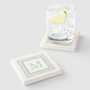 Seaglass-Monogramm mit weißem Quadratzoll Steinuntersetzer