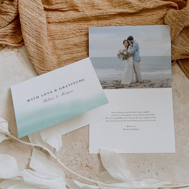 Seaglass Tides | Coastal Watercolor Hochzeit Dankeskarte (Von Creator hochgeladen)
