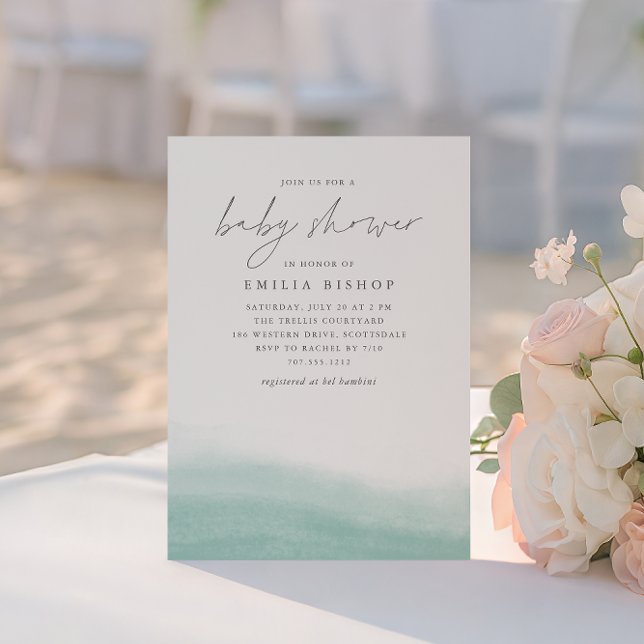 Seaglass tides Coastal Watercolor Kinderdusche Einladung (Von Creator hochgeladen)