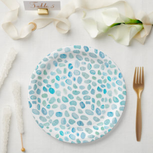 Seaglass Watercolor-Muster Pappteller