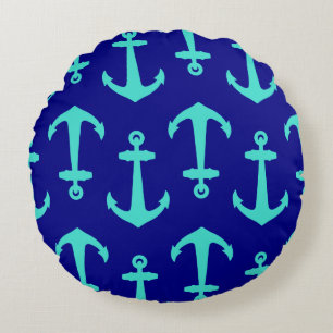 Seagreen Anchor im Design der weißen Küste Rundes Kissen