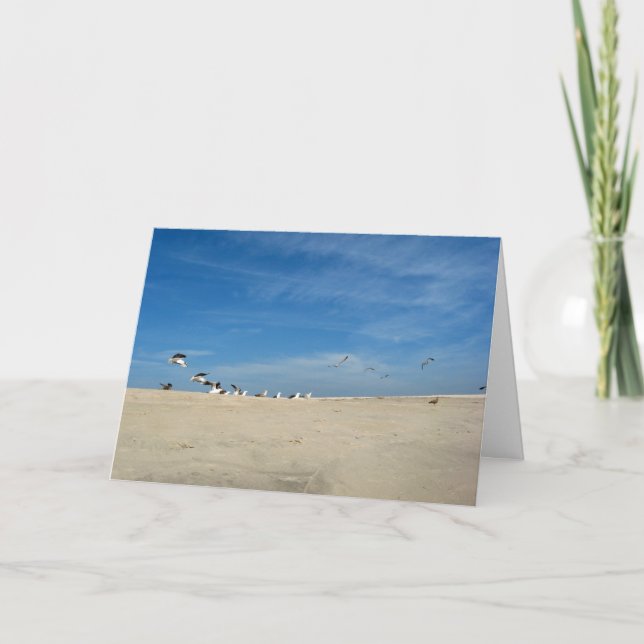 Seagulas on Beach Birthday Card w Bible Verse2 Karte (Vorderseite)