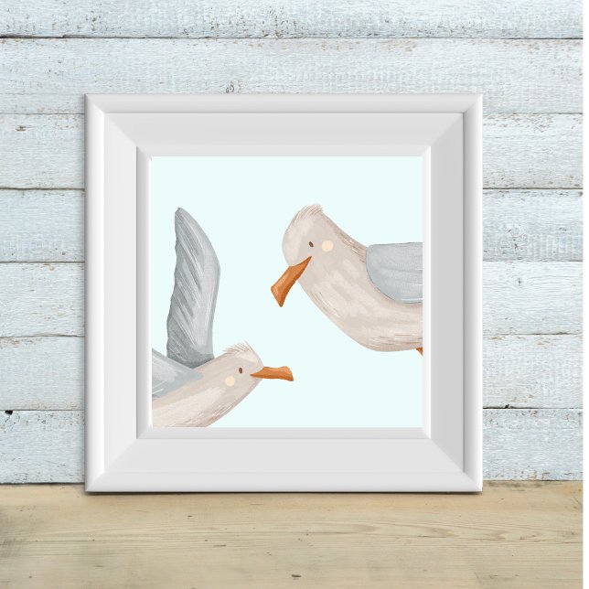Seagull Adventures - Kinder Küstenkunst Drucken Poster (Von Creator hochgeladen)