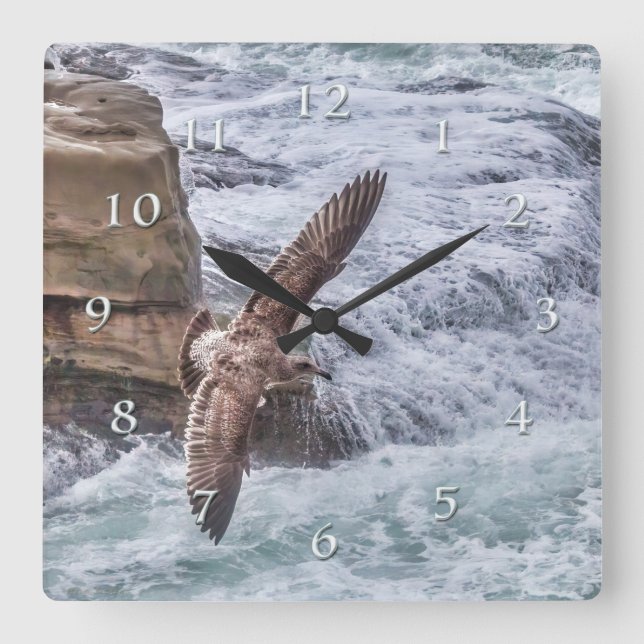 Seagull Air Surfer Quadratische Wanduhr (Vorderseite)