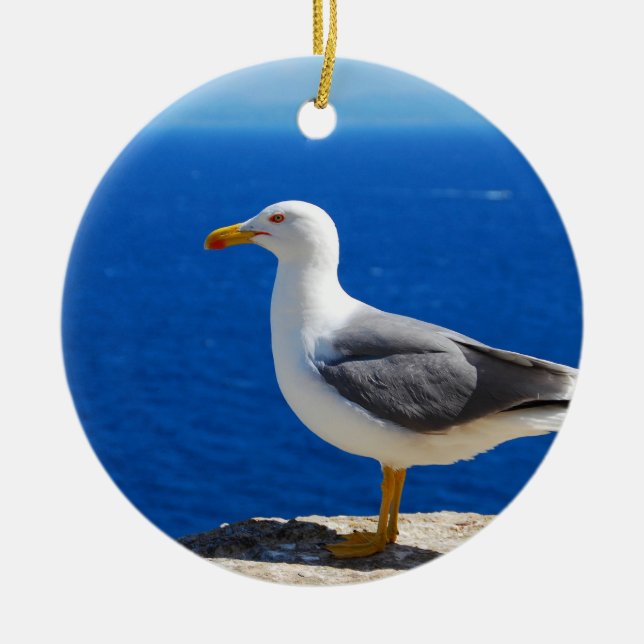 Seagull am Strand Keramik Ornament (Vorne)