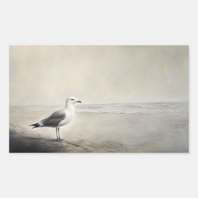 Seagull am Ufer Rechteckiger Aufkleber (Vorderseite)