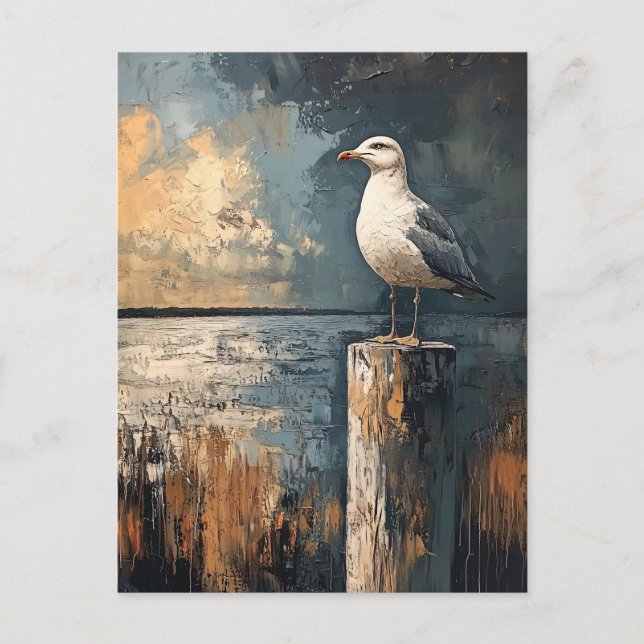 Seagull auf einer Post-Oil-Malerei Art Postkarte (Vorderseite)