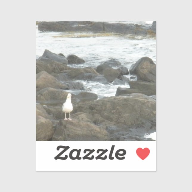 Seagull auf Felsen Aufkleber (Blatt)