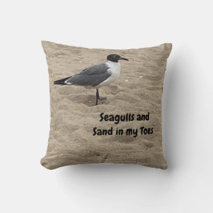 Seagull, Beach Sand, Beach Life, Beach Scene Kissen