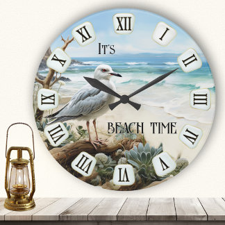 Seagull Beach Time Runde Wanduhr