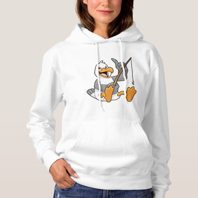 Seagull beim Angeln mit Angelrute Hoodie (Vorderseite)