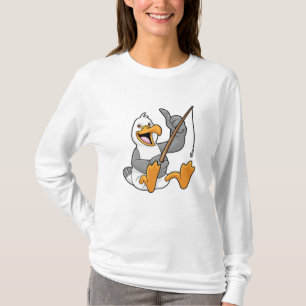 Seagull beim Angeln mit Angelrute T-Shirt