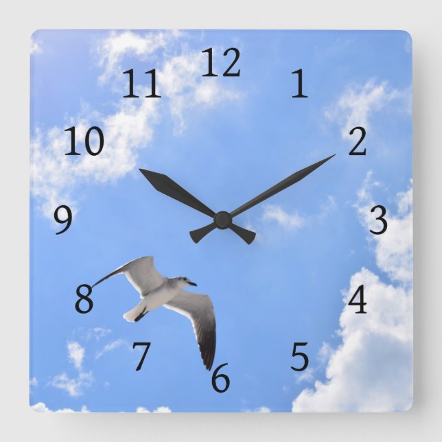 Seagull Bird Photo 145 Quadratische Wanduhr (Vorderseite)