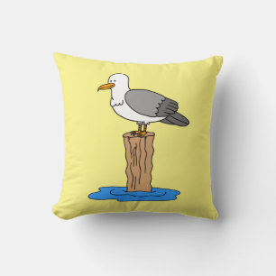 Seagull Cartoons Beach Sommer Niedlich gelb Kissen