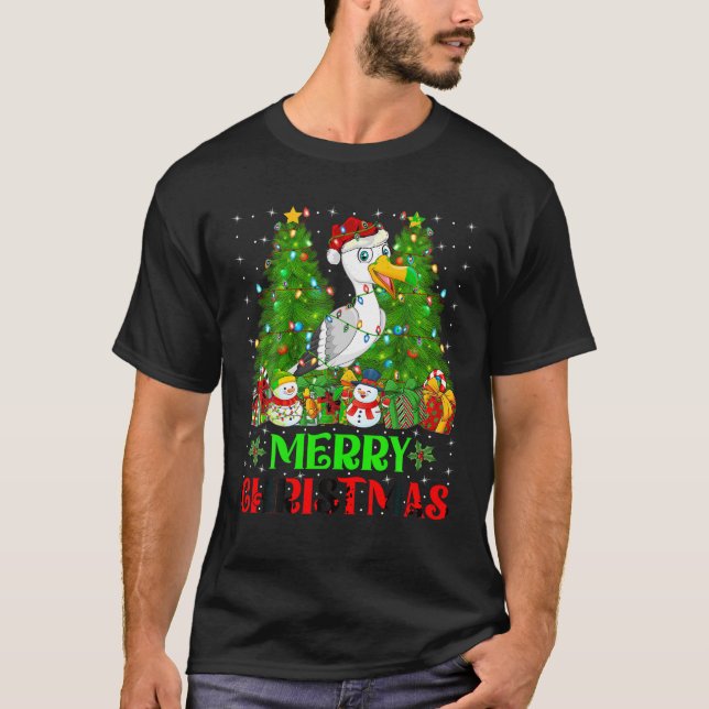 Seagull Christmas Tree Lights Holiday Santa Seagul T-Shirt (Vorderseite)